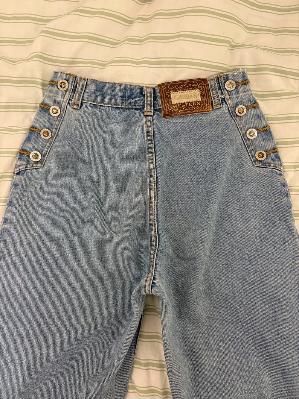 High-Rise Light Blue Button-Side Jeans